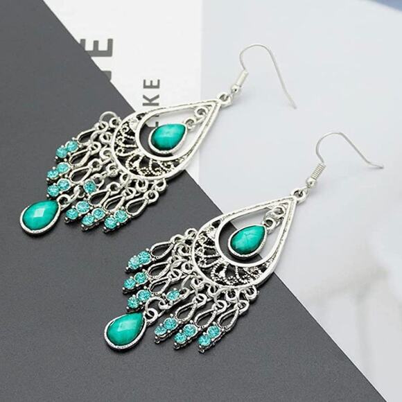 Boho Turquoise Chandelier Earring - Picture 1 of 1